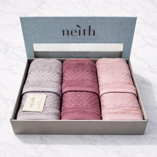 Asciugamani set 3+3 Neith rosa