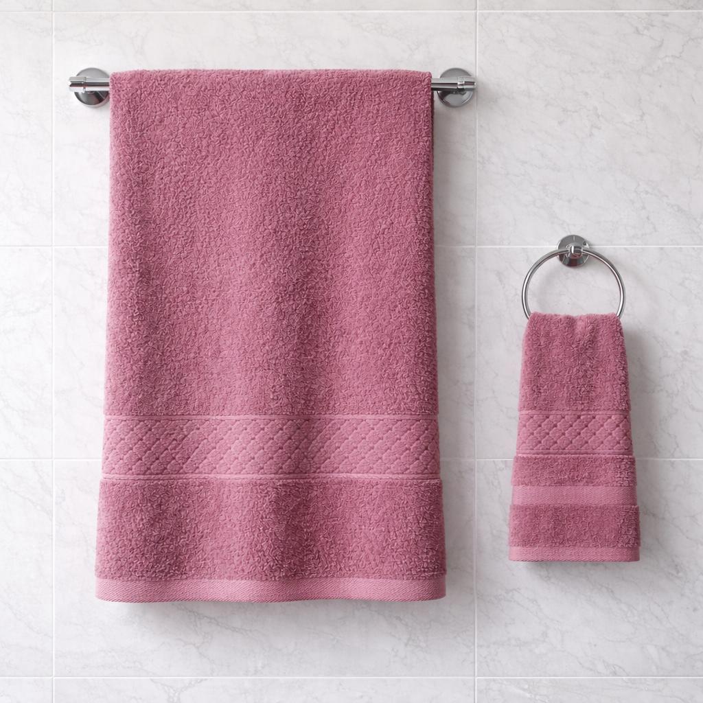 Asciugamani set 3+3 Neith rosa
